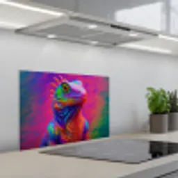 Kameleon - Dieren - Neon - Kleur keuken achterwand spatscherm klein -3d_schuin
