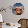 Schotse Hooglander - Koeienkop - Landschap - Natuur - Koe Wandcirkel behangsticker klein -sfeer3