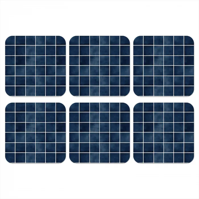 Tegel - Modern - Blauw onderzetter kurk middel 366 -3d