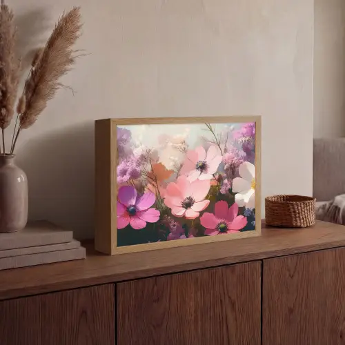 Bloemen - Kleurrijk - Bloei Light Box met batterij (Wandlamp) middel -sfeer2