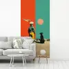 Retro - Jongen - Hond - Rood - Groen fotobehang vinyl groot -woonkamer