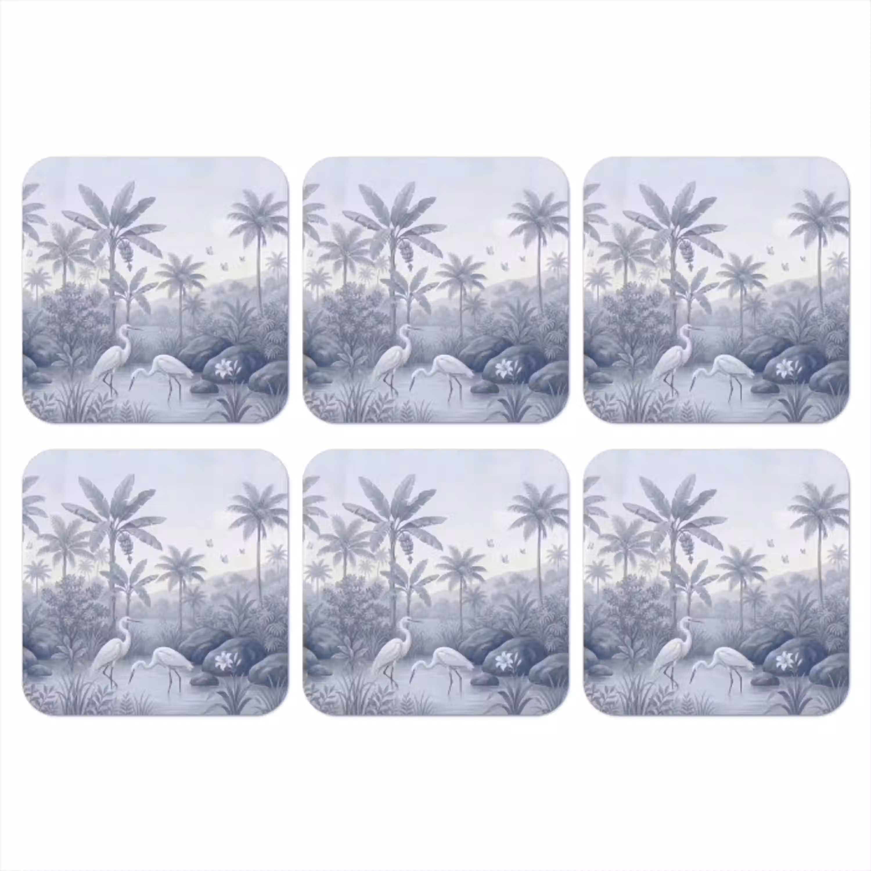 Vogel - Water - Tropisch - Natuur - Blauw onderzetter kurk middel -3d