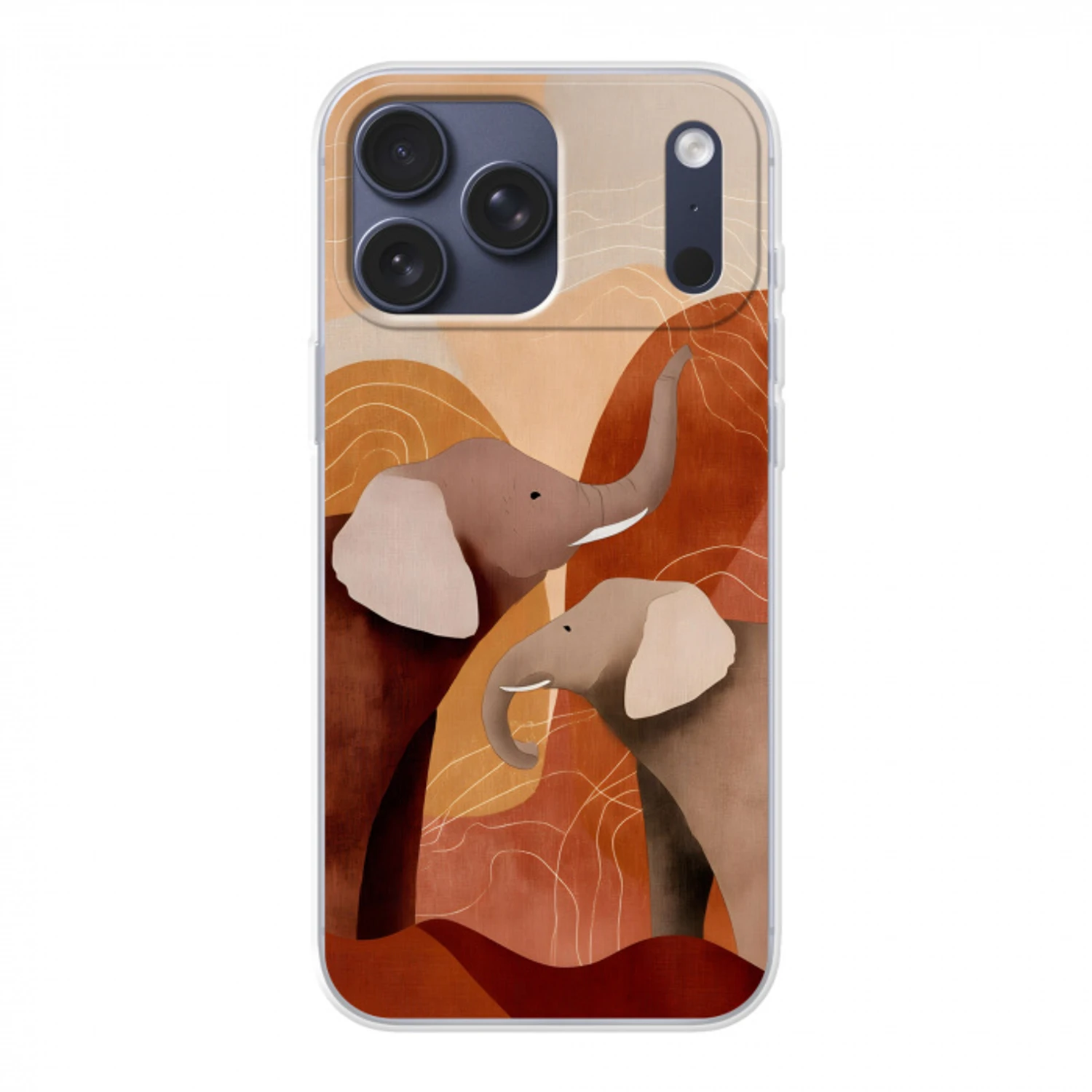 Olifanten - Oranje - Abstract Telefoonhoesje iPhone 17 Pro Max klein -3d