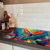 Haai - Koraalrif - Abstract - Kleurrijk Inductie beschermer vinyl 3mm klein -sfeer3