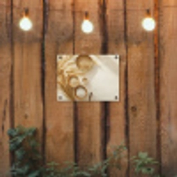 Granen - Hout - Kom - Beige tuinposter los doek klein -sfeer1