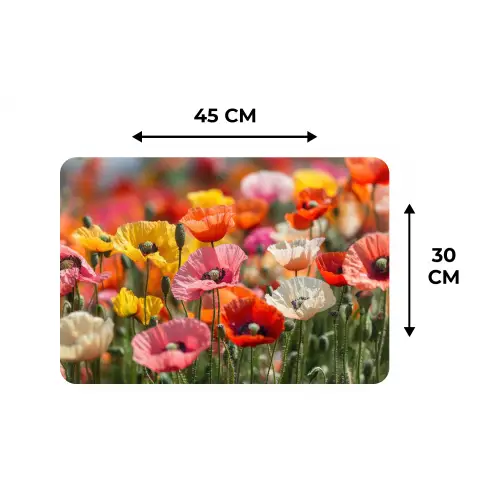 Bloemenveld - Klaprozen - Kleurrijk Placemat vinyl groot -specs