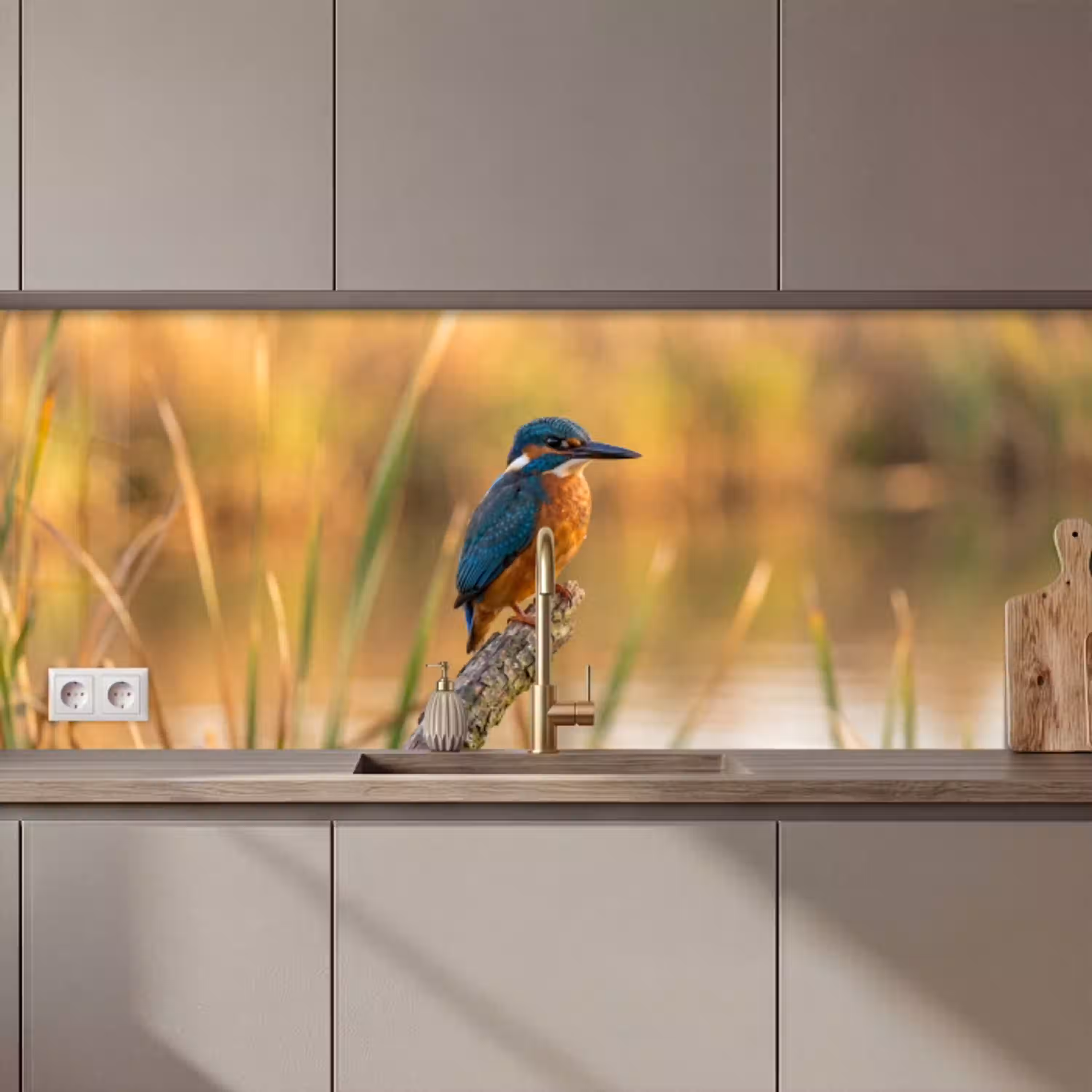 IJsvogel - Tak - Water - Kleurrijk - Levendig keuken achterwand 2 middel zz_3dshopping