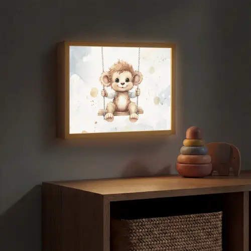 Aap - Dier - Kinderen Light Box met batterij (Wandlamp kind) middel -sfeer5_kind