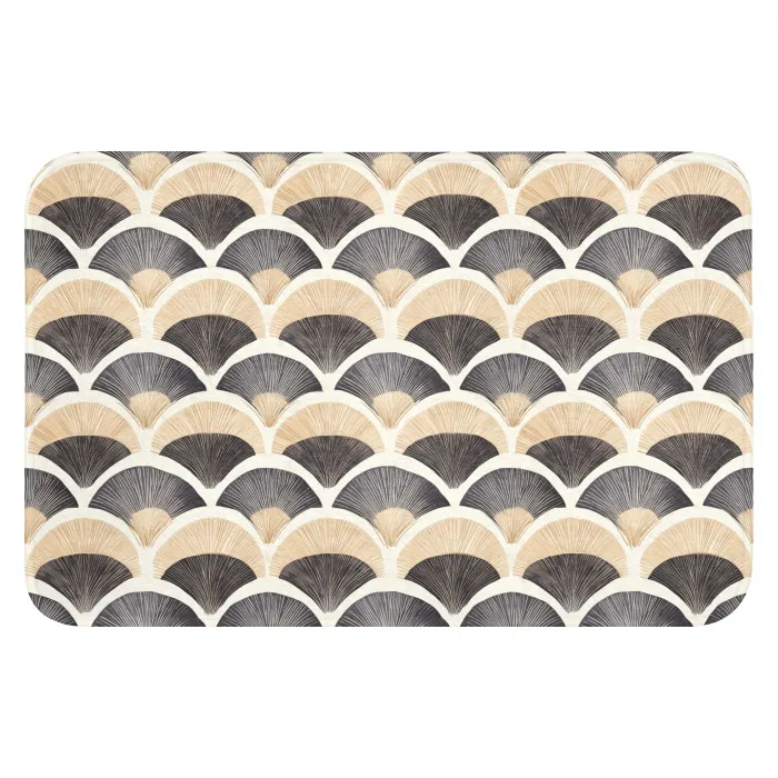Waaier - Patroon - Zwart - Beige WCmat klein 1009 -3d