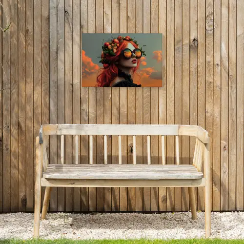 Vrouw - Kroon - Tomaat - Bascilicum - Zonnebril Tuinposter op houten frame 2 cm dik klein -sfeer4