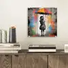 Meisje - Kunst - Paraplu - Graffiti - Kleuren - Muur plexiglas 5mm klein -sfeer1