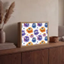 Monstertjes - Aquarel - Kleurrijk Light Box met batterij (Wandlamp) middel 907 -sfeer2