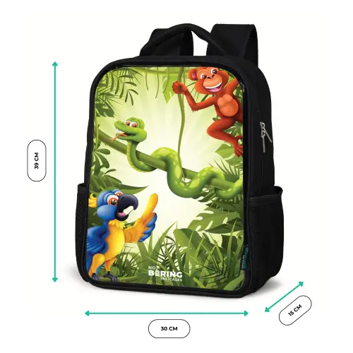Dieren in de jungle Rugzak - Zwart middel -productfoto_formaten