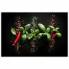 Chilipepers - Basilicum - Blaadjes - Rood poster papier klein -3d