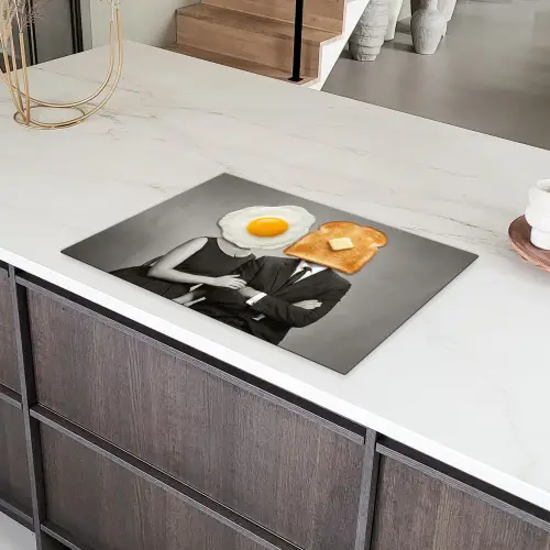 Ontbijt - Koppel - Ei - Brood Inductie beschermer vinyl 3mm klein -sfeer8