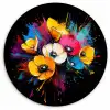 Bloemen - Kleurrijk - Graffiti - Modern - Boeket Wandcirkel kunststof plaat 5mm dik klein -3d