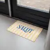 Salut - Quote - Strepen - Geel - Blauw - Wit Deurmat klein -sfeer2