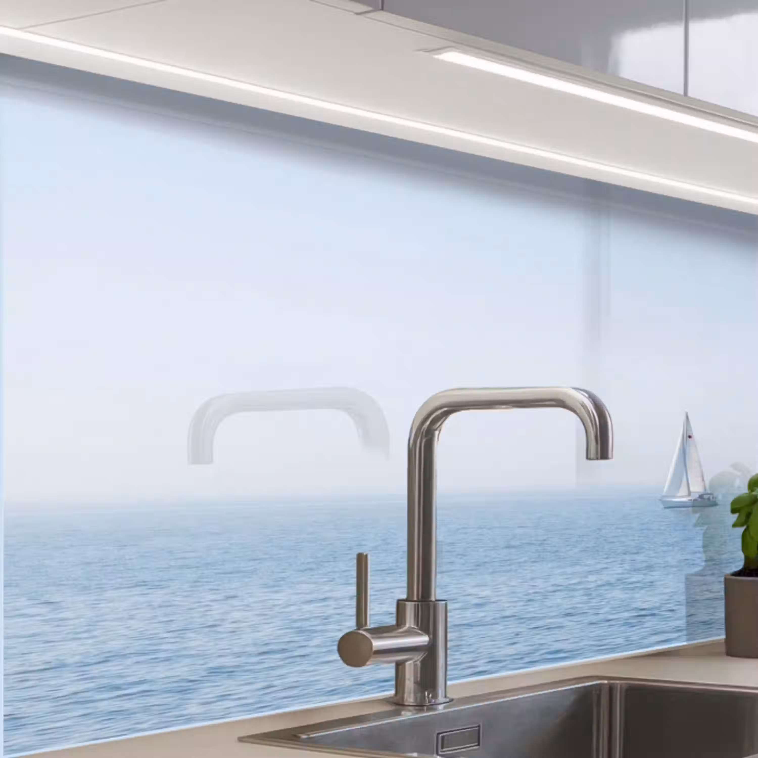 Horizon - Zeilboot - Zee keuken achterwand 2 middel -zzzz3d_schuin