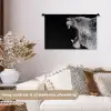 Dieren - Leeuw - Zwart - Wit - Portret Wandkleed katoen klein -sfeer1