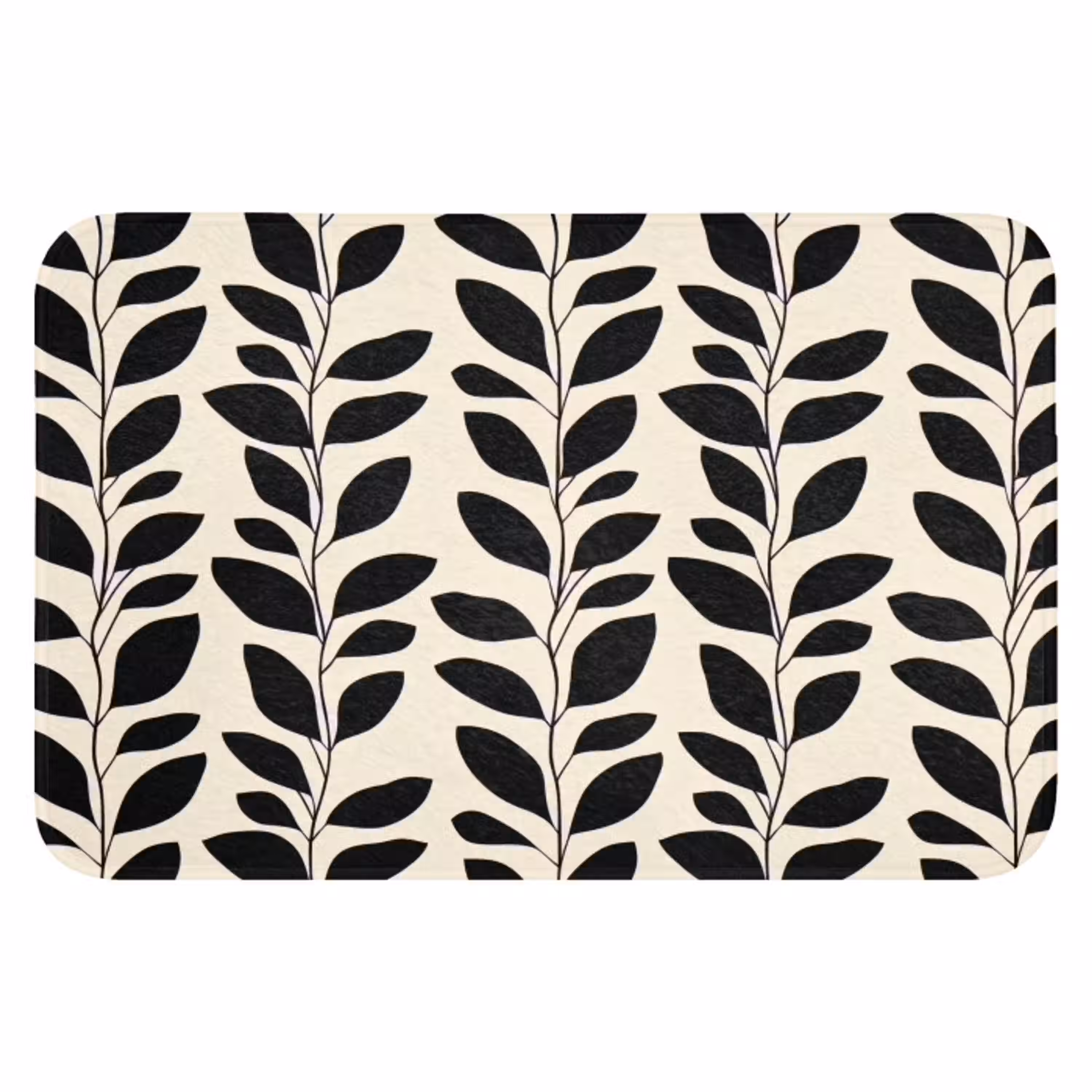 Botanisch - Dessin - Zwart - Beige WCmat klein 1009 -3d