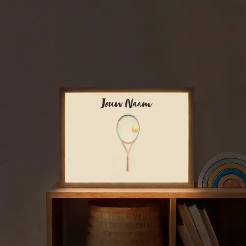 Tennisracket - Bal - Beige Light Box met batterij (Wandlamp kind) middel -sfeer1_kind