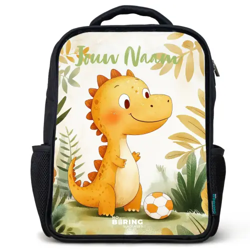 Dino - Voetbal - Oranje Rugzak - Zwart middel -3d
