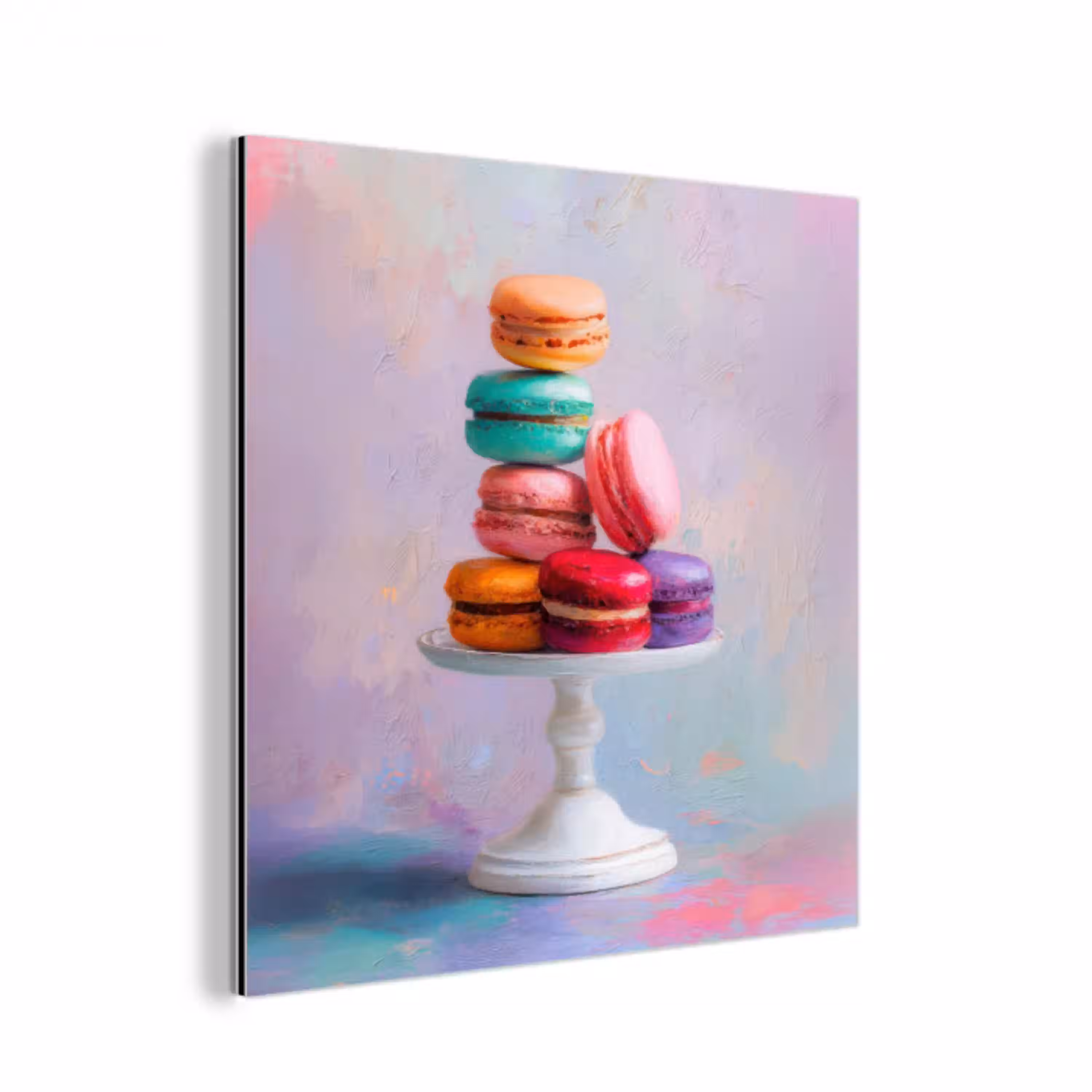 Macarons - Schaal - Pastel - Kleurrijk aluminium wit klein -3d