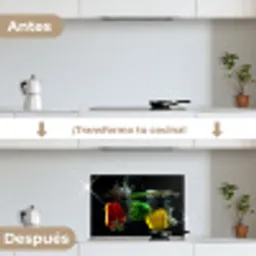 Paprika - Groente - Water - Zwart - Rood - Groen - Geel keuken achterwand spatscherm klein -voor_na_ES