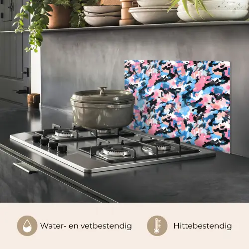 Roze - Blauw - Camouflage keuken achterwand spatscherm klein 900 -usp_NL