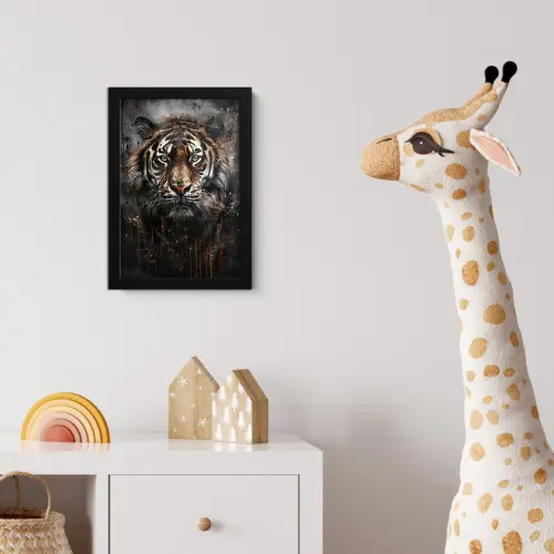 Tijger - Dieren - Portret - Luxe - Zwart fotolijst zwart zonder passe partout klein -usfeer4_kinderkamer