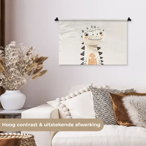 Dinosaurus - Pastel kleuren Wandkleed katoen klein -sfeer1