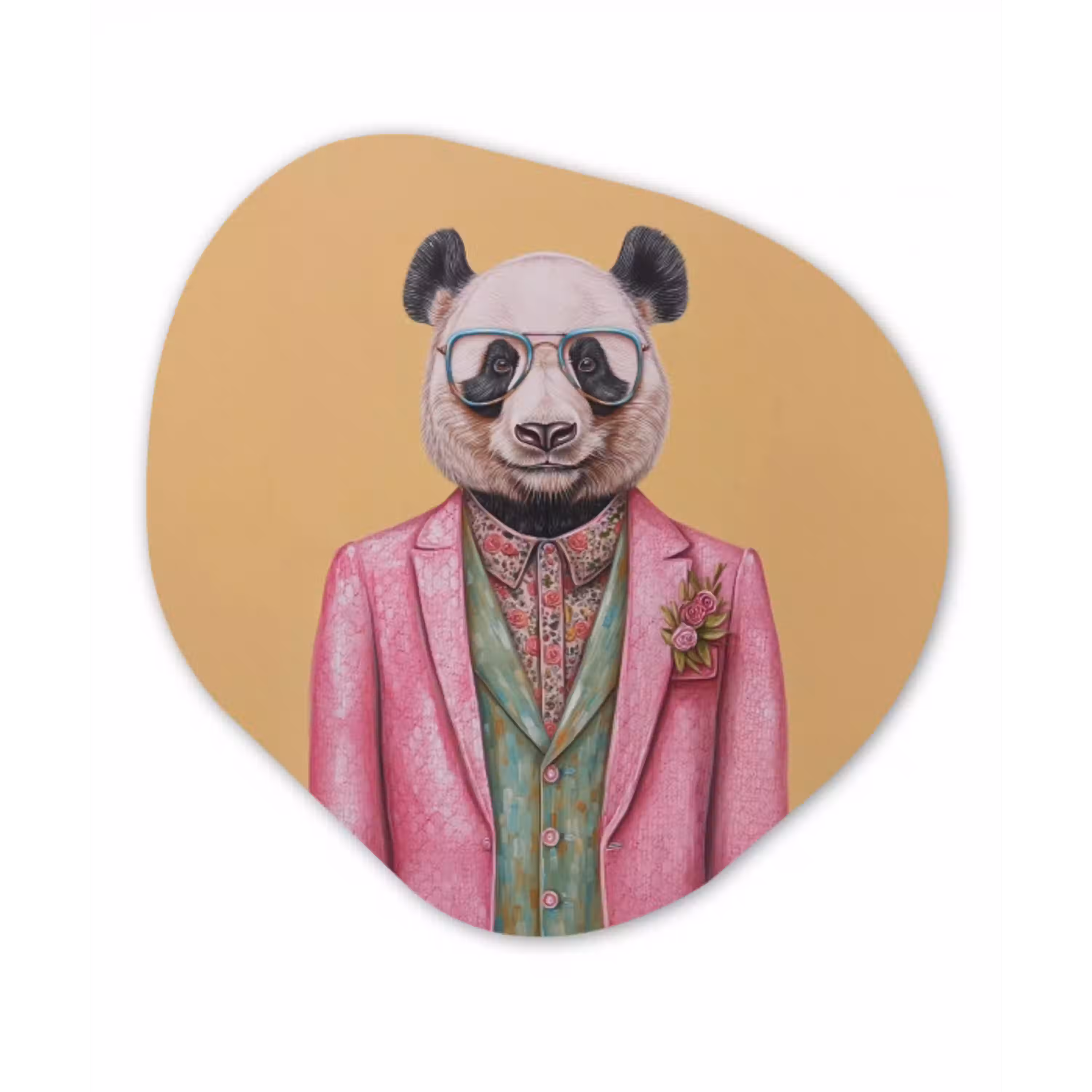 Panda - Pak - Zonnebril - Blauw Wandcirkel Organisch Aluminium middel -3d