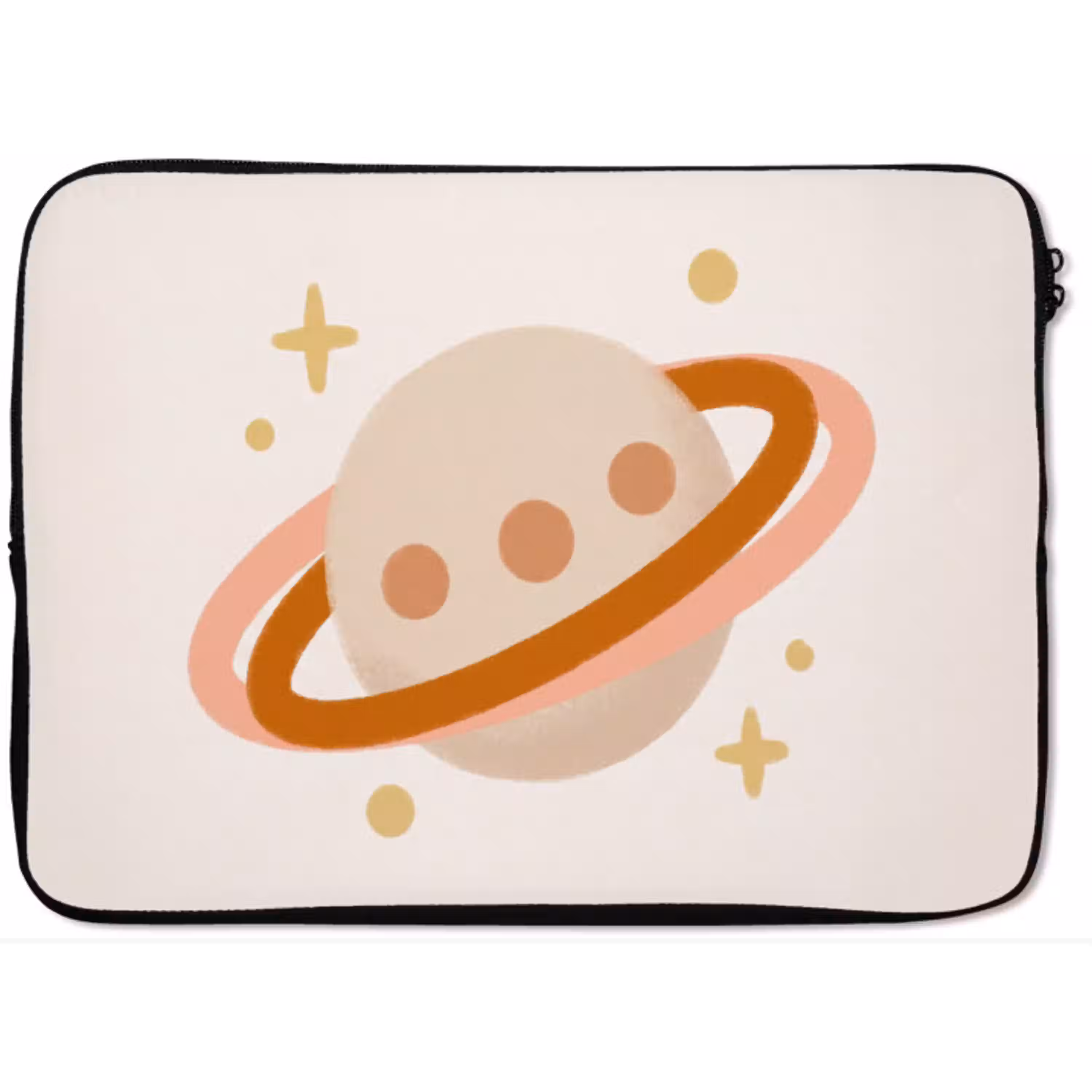 Planeet - Ringen - Ruimte - Illustratie - Beige laptophoes neopreen klein -zkaufland3dotto