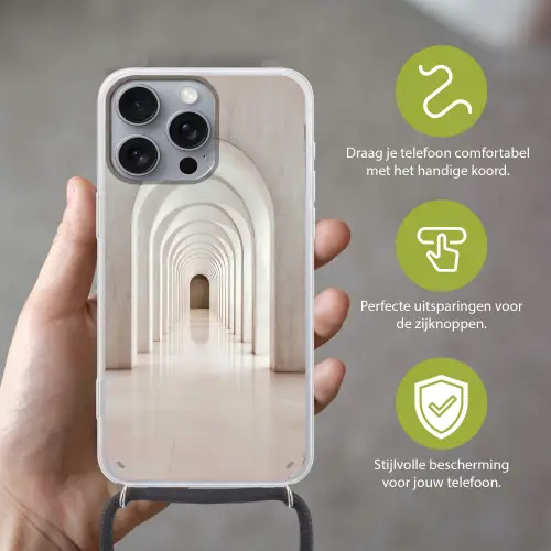 Hal - Bogen - Symmetrisch - Modern Hoesje iPhone 16 Pro Max met koord klein -sfeer2_NL
