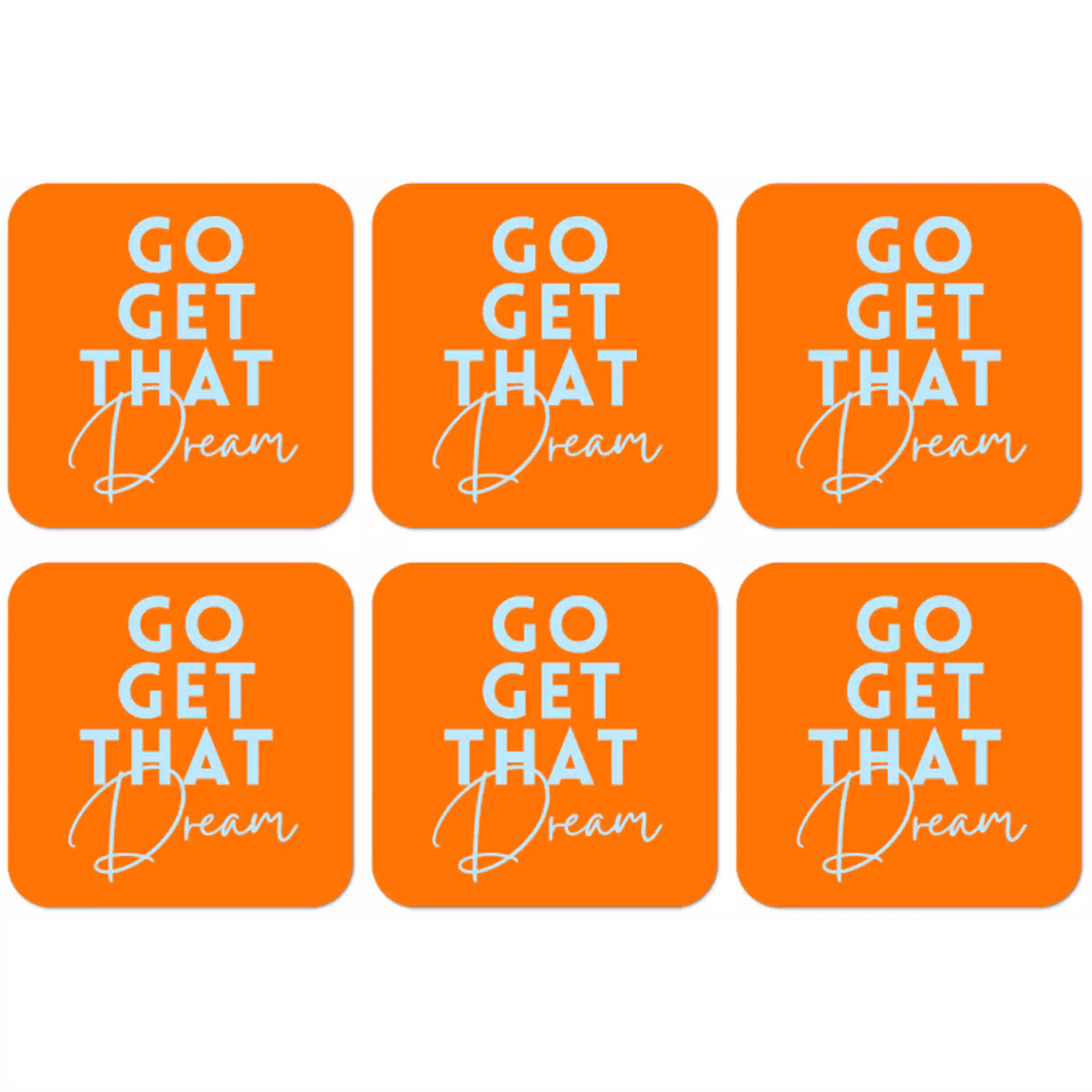 Oranje - Blauw - Go get that dream onderzetter kurk middel -zkaufland3dotto