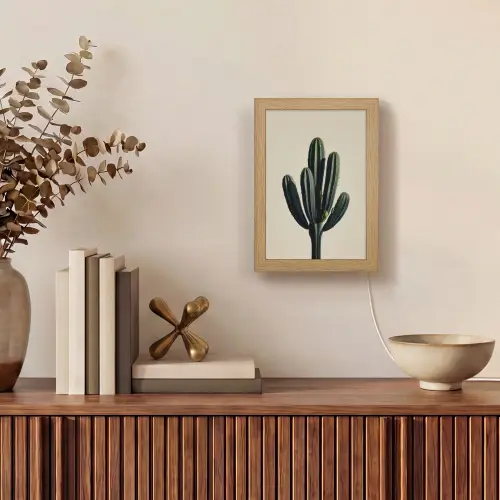 Cactus - Subtiel - Groen Light Box met kabel (Tafellamp) klein -sfeer2