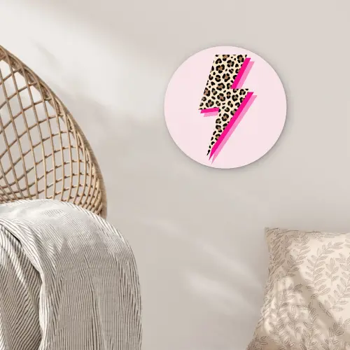 Stippen - Roze - Bliksem Wandcirkel kunststof plaat 5mm dik klein -sfeer5