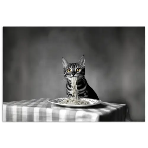 Bengaal - Kat - Tafelkleed - Zwart - Wit - Dier poster papier klein -3d