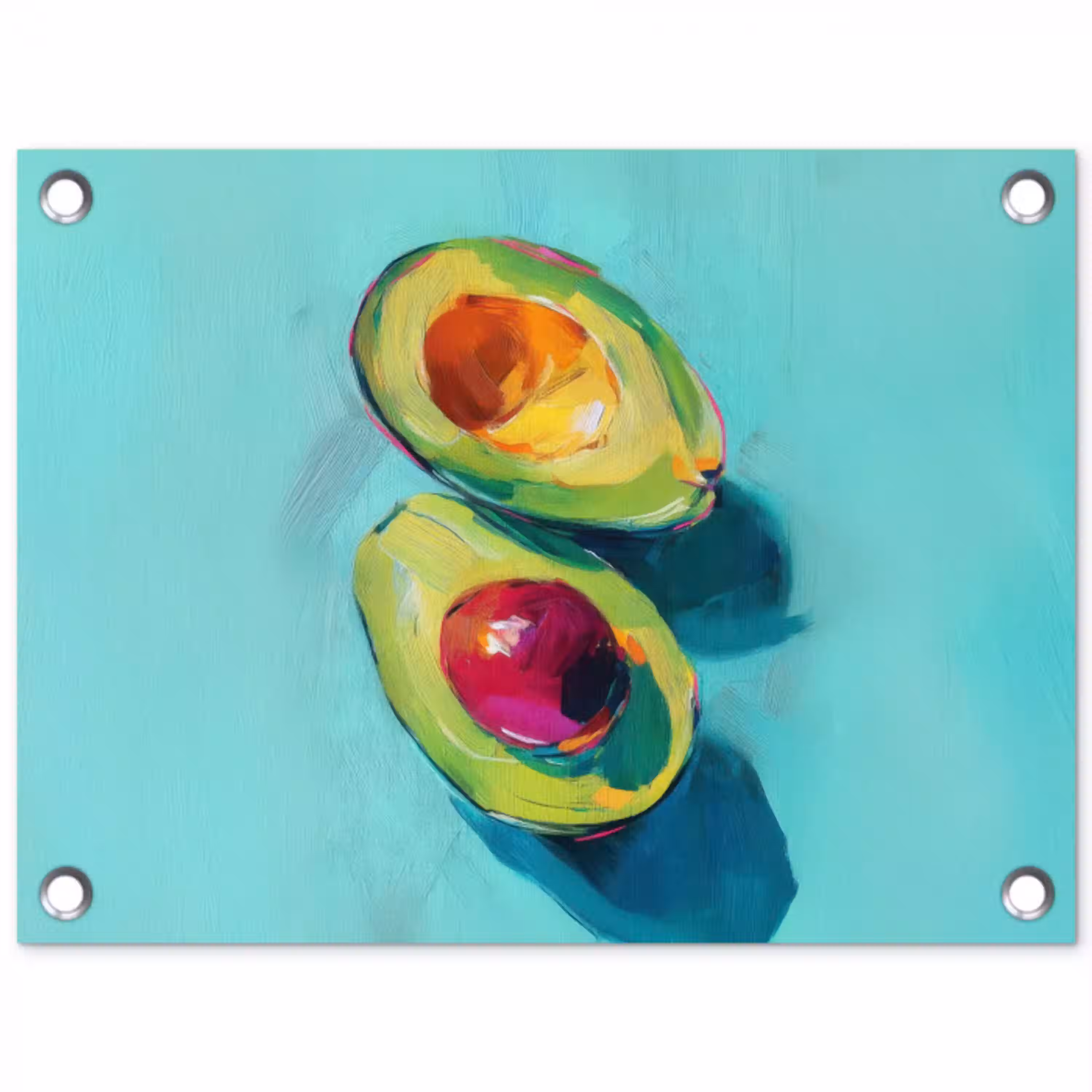 Avocado - Groen - Pit - Schaduw tuinposter los doek klein -3d