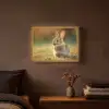 Konijntje - Bruin - Gras Light Box met batterij (Wandlamp) middel -sfeer4