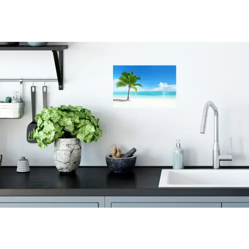 Palmboom - Strand - Zee - Zomer Muursticker klein -keuken