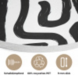 Modern - Lijnen - Zwart Akoestische PET Vilt - Rond klein 838 -closeup_DE