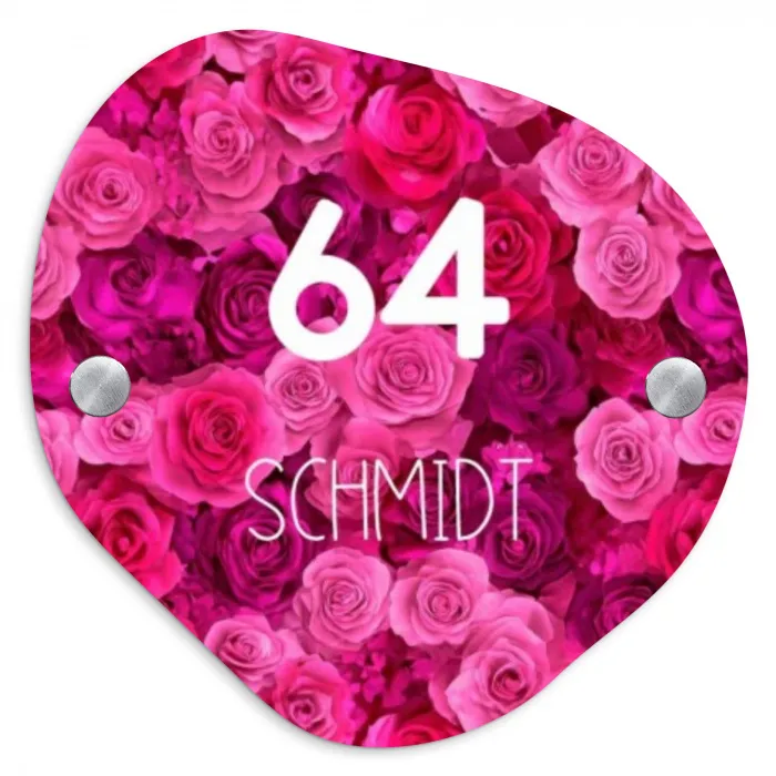 Roze rozen - Modern Naambord Organisch middel -3d