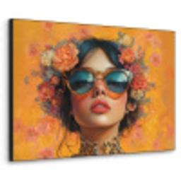 Vrouw - Bloemen - Aesthetic - Oranje Textielframe zwart klein -3d