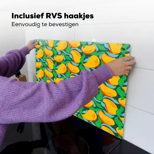 Mango - Patroon - Fruit - Bladeren Inductie beschemer met haakjes klein 777 -ky-ophangen-nl
