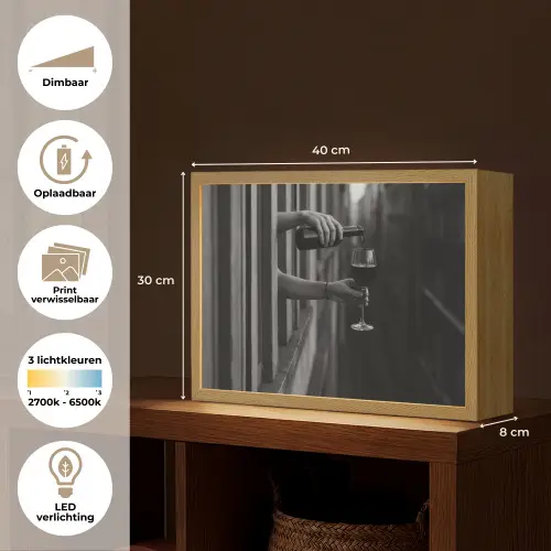 Wijnfles - Glas - Handen - Raam Light Box met batterij (Wandlamp) middel -USP_websiteoverzichtNL
