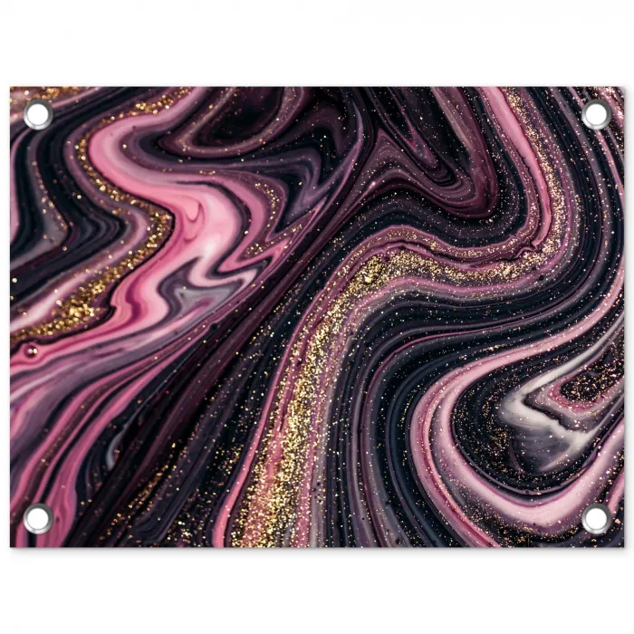 Marmerlook - Roze - Paars - Goud - Luxe - Marmer tuinposter los doek klein -3d
