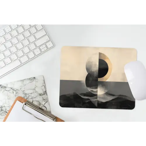 Cirkels - Schaduw - Abstract muismat rubber klein -witbureau