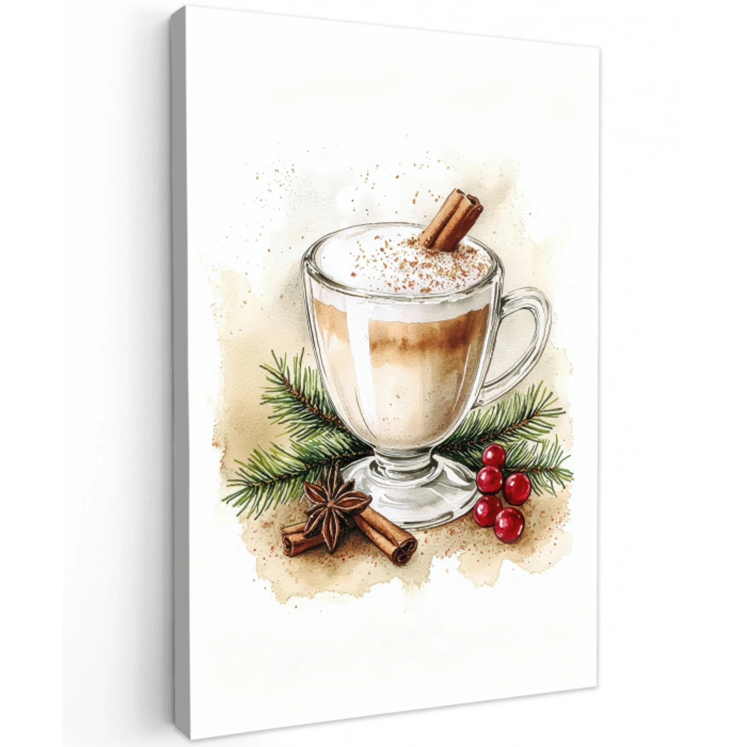 Winter - Koffie - Warm - Decoratie Tuinposter op houten frame 2 cm dik middel -3d