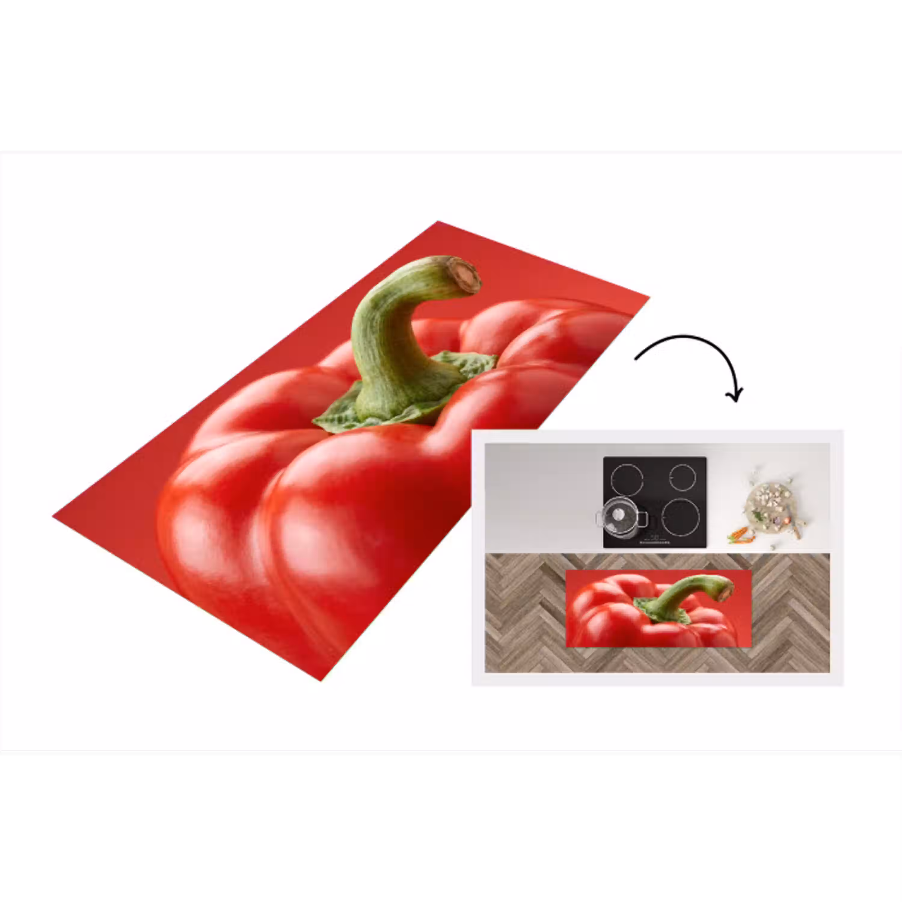 Eten - Paprika - Rood Keukenloper - keukenmat middel -3d